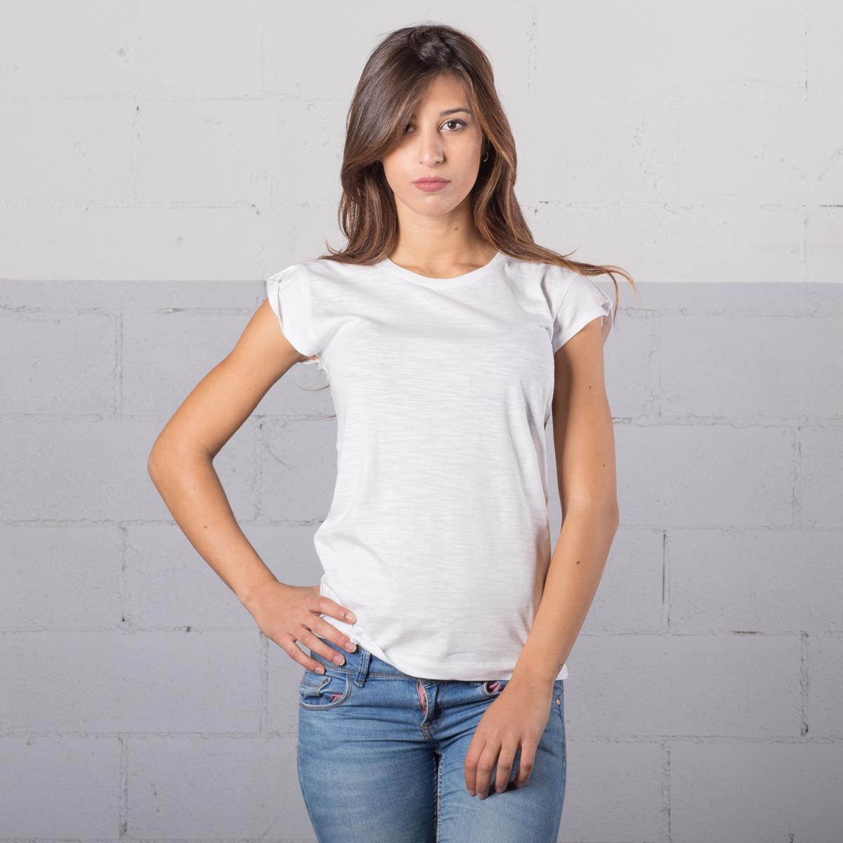 T-shirt Donna Bianca 100% cotone fiammato BEST SELLER