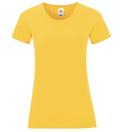 t-shirt maglietta fruit of the loom iconic donna femminile personalizzata ingrosso rivenditori fornitori alterego custom shop gialla